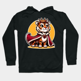 Majestic Tiger King: Regal and Proud Cartoon Design Hoodie